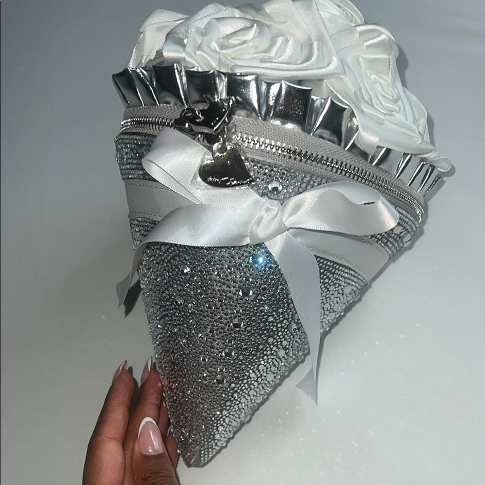 Glamorous Silver and White Crossbody Bag